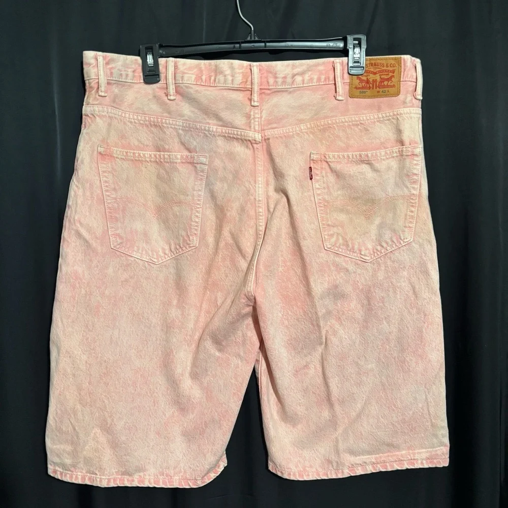 Levi’s 569 Loose Fit Pink Denim Shorts Men’s Size 42 Y2K Baggy Skate Stains